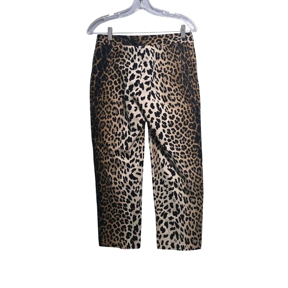 Peck & Peck Weekend Womens‎ Leopard Print Cropped Pants Brown Black Size 4